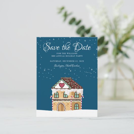 Kerst Familiefeest Save the Date Gemberkoek Aankondigingskaart (Staand voorkant)