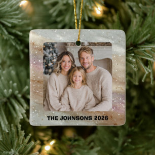 Kerst familiefoto kerstboomornament keramisch ornament