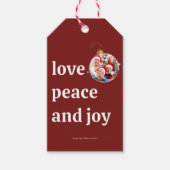 Kerst Familiefoto Liefde Vrede Joy Vakantie Cadeaulabel (Voorkant)