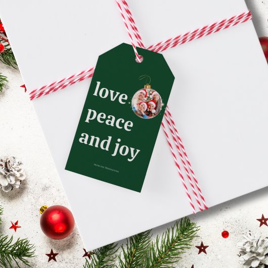 Kerst Familiefoto Liefde Vrede Joy Vakantie Cadeaulabel