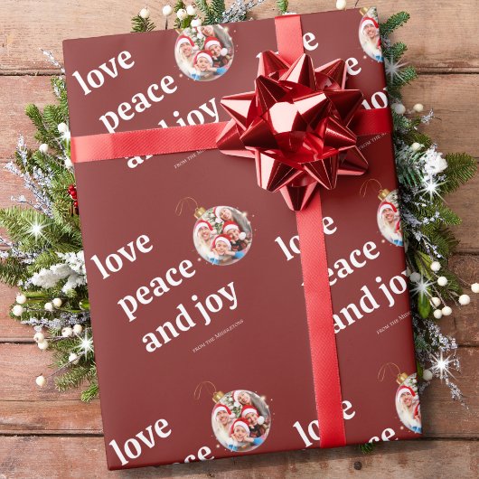 Kerst Familiefoto Liefde Vrede Joy Vakantie Cadeaupapier
