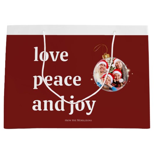 Kerst Familiefoto Liefde Vrede Joy Vakantie Groot Cadeauzakje (Voorkant)