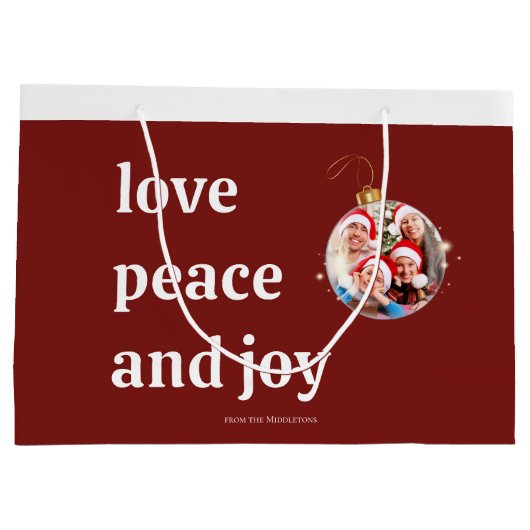 Kerst Familiefoto Liefde Vrede Joy Vakantie Groot Cadeauzakje (Achterkant)