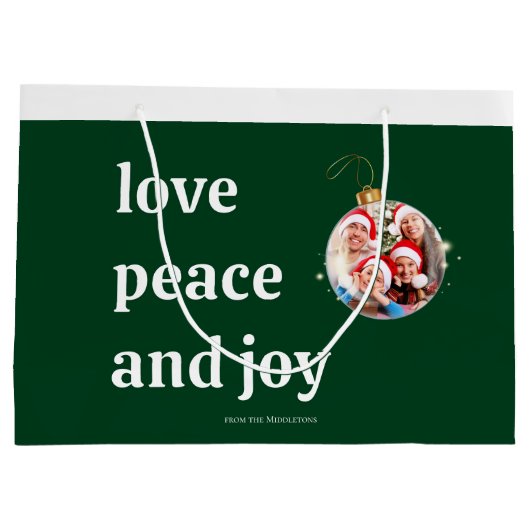 Kerst Familiefoto Liefde Vrede Joy Vakantie Groot Cadeauzakje (Achterkant)