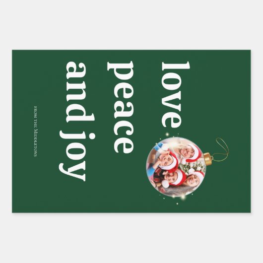 Kerst Familiefoto Liefde Vrede Joy Vakantie Inpakpapier Vel (Voorkant)