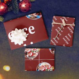 Kerst Familiefoto Liefde Vrede Joy Vakantie Inpakpapier Vel