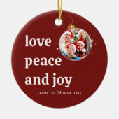 Kerst Familiefoto Liefde Vrede Joy Vakantie Keramisch Ornament (Voorkant)