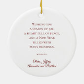Kerst Familiefoto Liefde Vrede Joy Vakantie Keramisch Ornament (Achterkant)