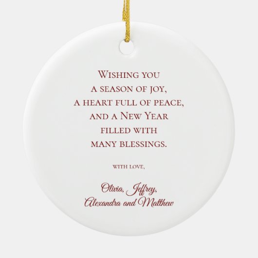 Kerst Familiefoto Liefde Vrede Joy Vakantie Keramisch Ornament (Achterkant)