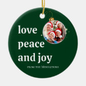 Kerst Familiefoto Liefde Vrede Joy Vakantie Keramisch Ornament (Voorkant)