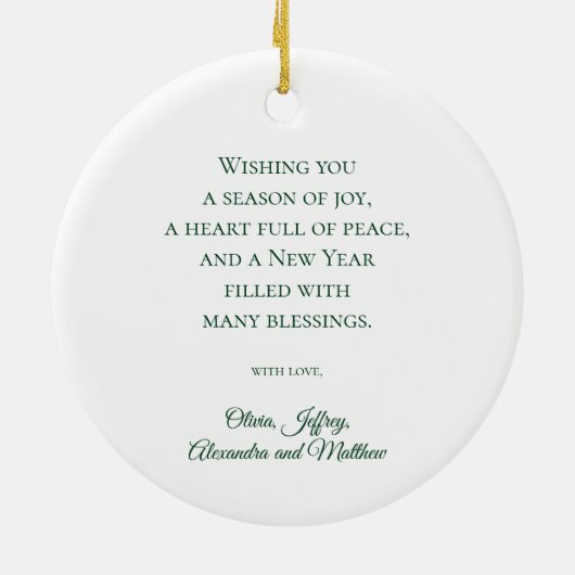 Kerst Familiefoto Liefde Vrede Joy Vakantie Keramisch Ornament (Achterkant)
