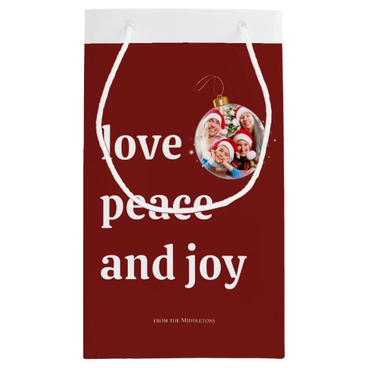 Kerst Familiefoto Liefde Vrede Joy Vakantie Klein Cadeauzakje (Achterkant)