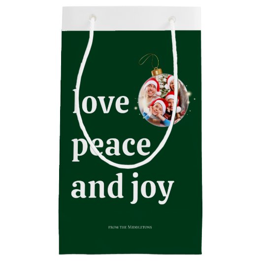 Kerst Familiefoto Liefde Vrede Joy Vakantie Klein Cadeauzakje (Voorkant)