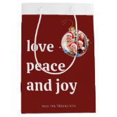 Kerst Familiefoto Liefde Vrede Joy Vakantie Medium Cadeauzakje (Voorkant)