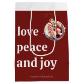 Kerst Familiefoto Liefde Vrede Joy Vakantie Medium Cadeauzakje (Achterkant)