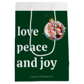 Kerst Familiefoto Liefde Vrede Joy Vakantie Medium Cadeauzakje (Achterkant)