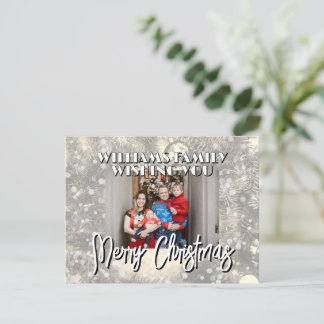 Kerst familiefoto met sneeuw briefkaart