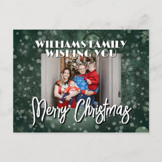 Kerst familiefoto met sneeuw briefkaart