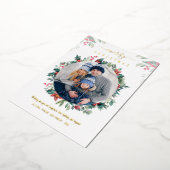 Kerst Familiefoto Plaid Gold Folie Feestdagenkaart (Gedraaid)