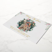Kerst Familiefoto Rustiek Plaid Goud Folie Feestdagenkaart (Gedraaid)
