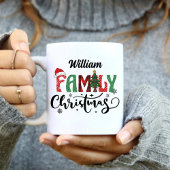 Kerst Familienaam Boom Modern Script Groen Rood Tweekleurige Koffiemok
