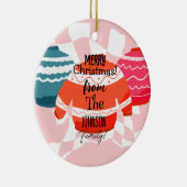 Kerst Familienaam Lelijke Trui Roze Keramisch Ornament (Rechts)