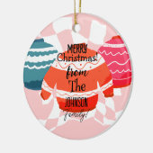 Kerst Familienaam Lelijke Trui Roze Keramisch Ornament (Links)