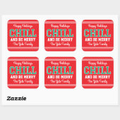 Kerst Familienaam Typografie Red Green Vierkante Sticker (Vel)