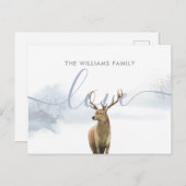 Kerst familienaam Winter bosland hert Briefkaart (Voorkant / Achterkant)