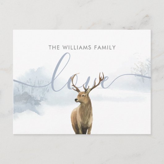 Kerst familienaam Winter bosland hert Briefkaart (Voorkant)
