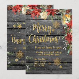 Kerst Fancy Gouden Rustieke Schuur Board Kaart