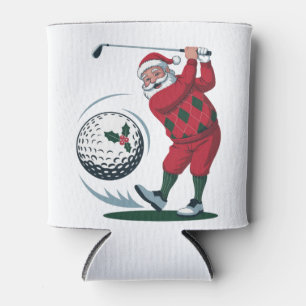 Kerst Fantasie Golf Spelende Kerstman   Blikjeskoeler