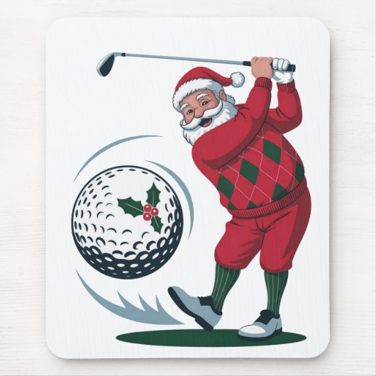 Kerst Fantasie Golf Spelende Kerstman   Muismat (Voorkant)