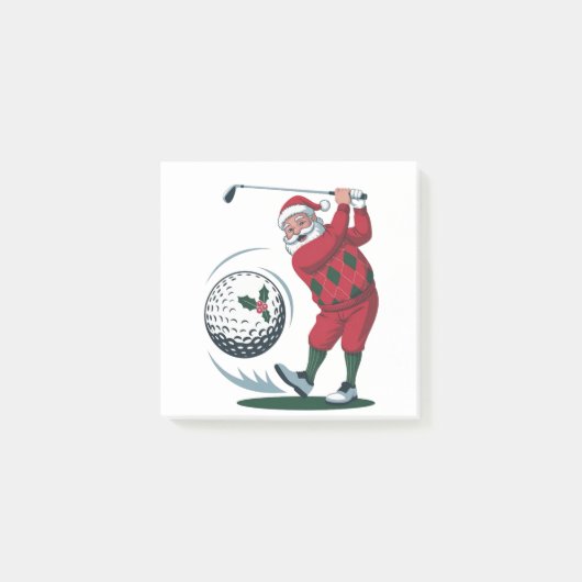 Kerst Fantasie Golf Spelende Kerstman Post-it® Notes (Voorkant)