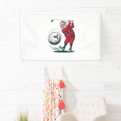 Kerst Fantasie Golf Spelende Kerstman Spandoek (Insitu)