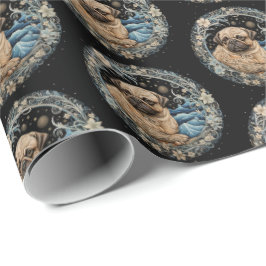 Kerst Fantasy Pug Cadeaupapier