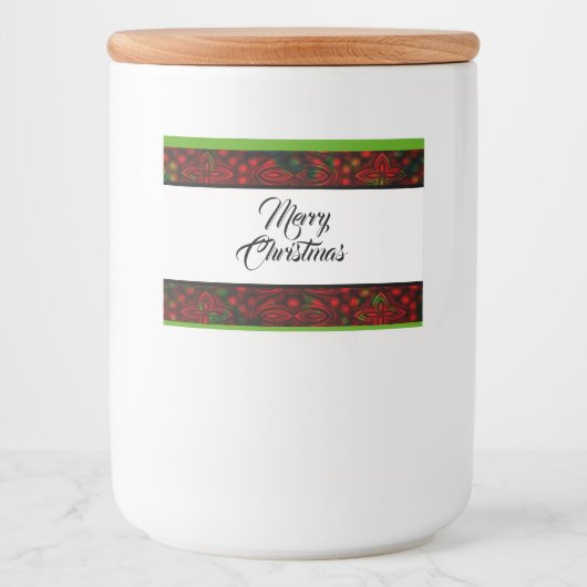 Kerst Faux Folie Design 2 Voedselcontainer Etiket (Voorkant)