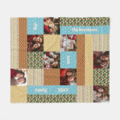 Kerst Faux Patchwork Keepsake Foto familie Fleece Deken (Voorkant (Horizontaal))