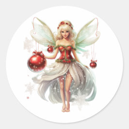 Kerst fee Ornament Ronde Sticker