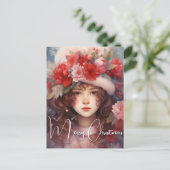 Kerst fee van de pioenen feestdagenkaart (Staand voorkant)