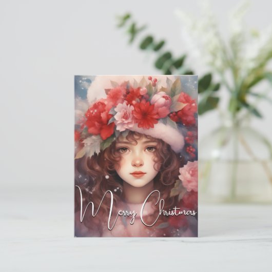 Kerst fee van de pioenen feestdagenkaart (Staand voorkant)