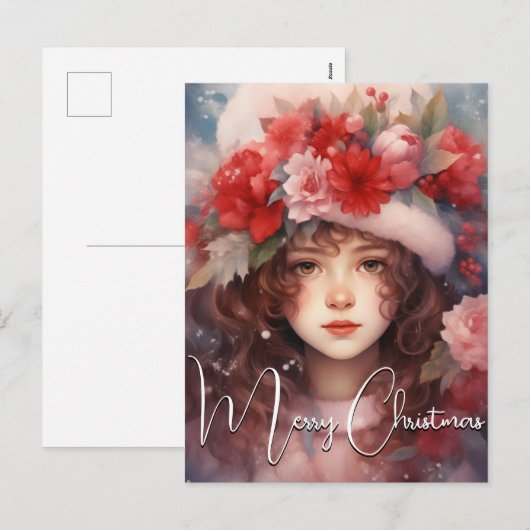 Kerst fee van de pioenen feestdagenkaart (Voorkant / Achterkant)