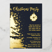 Kerst Feest Uitnodiging Diep blauw en goud (Voorkant)