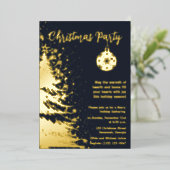 Kerst Feest Uitnodiging Diep blauw en goud (Staand Voorkant)