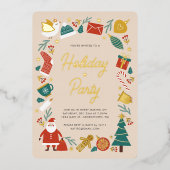 Kerst Feest Uitnodiging Folie Vakantie Kaart (Voorkant)