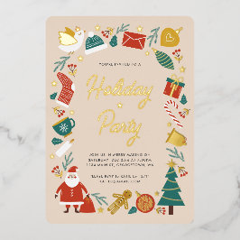 Kerst Feest Uitnodiging Folie Vakantie Kaart