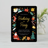 Kerst Feest Uitnodiging Folie Vakantie Kaart (Staand Voorkant)