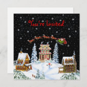 Kerst, feest, uitnodiging, Kerstman, Claus, sneeuw Kaart (Voorkant / Achterkant)