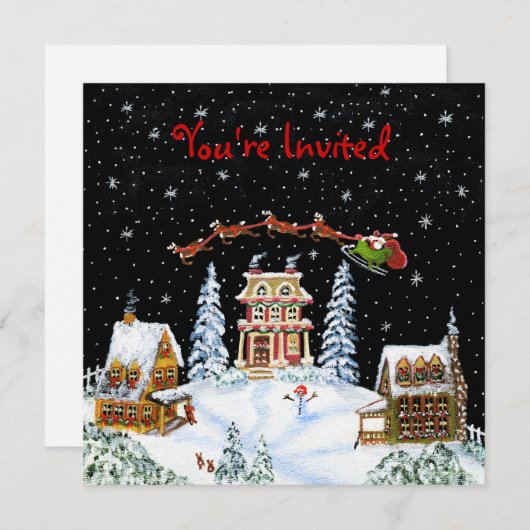 Kerst, feest, uitnodiging, Kerstman, Claus, sneeuw Kaart (Voorkant / Achterkant)