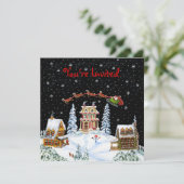 Kerst, feest, uitnodiging, Kerstman, Claus, sneeuw Kaart (Staand voorkant)